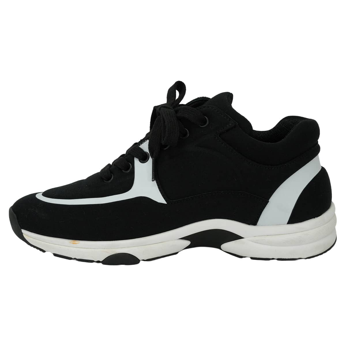 [Pre-loved] CHANEL sneakers COCO Mark Bicolor Noir (Black)/Blanc (White) Fabric/Rubber #37 G35346[LIKE NEW][Authentic]