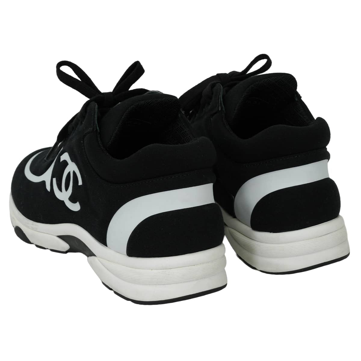 [Pre-loved] CHANEL sneakers COCO Mark Bicolor Noir (Black)/Blanc (White) Fabric/Rubber #37 G35346[LIKE NEW][Authentic]