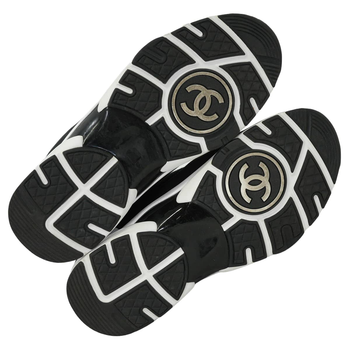[Pre-loved] CHANEL sneakers COCO Mark Bicolor Noir (Black)/Blanc (White) Fabric/Rubber #37 G35346[LIKE NEW][Authentic]