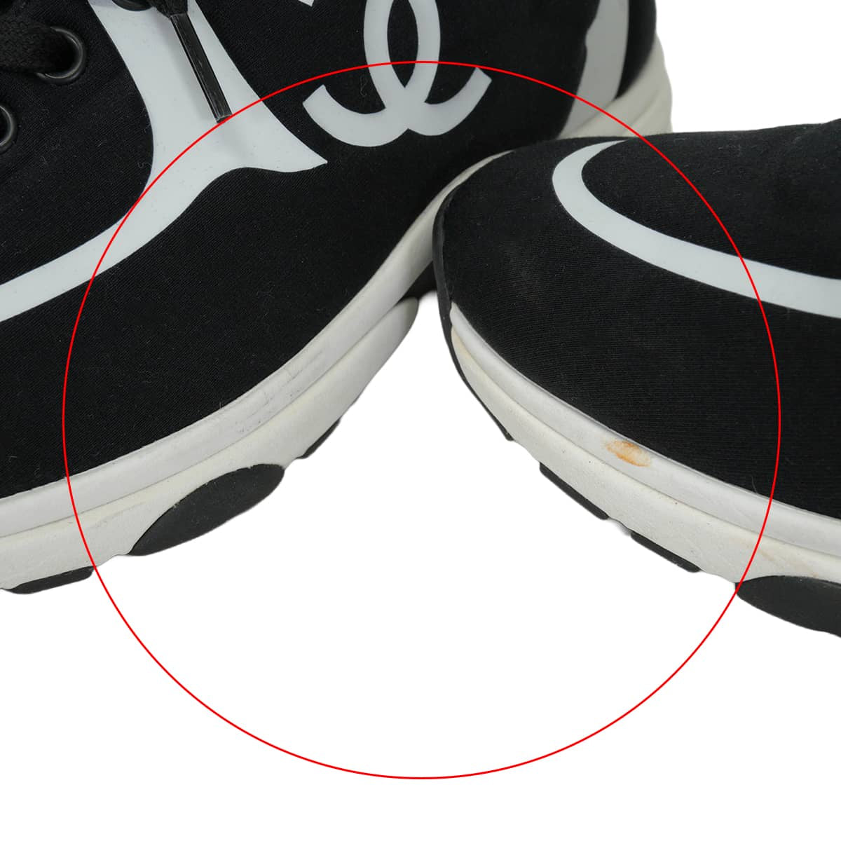 [Pre-loved] CHANEL sneakers COCO Mark Bicolor Noir (Black)/Blanc (White) Fabric/Rubber #37 G35346[LIKE NEW][Authentic]