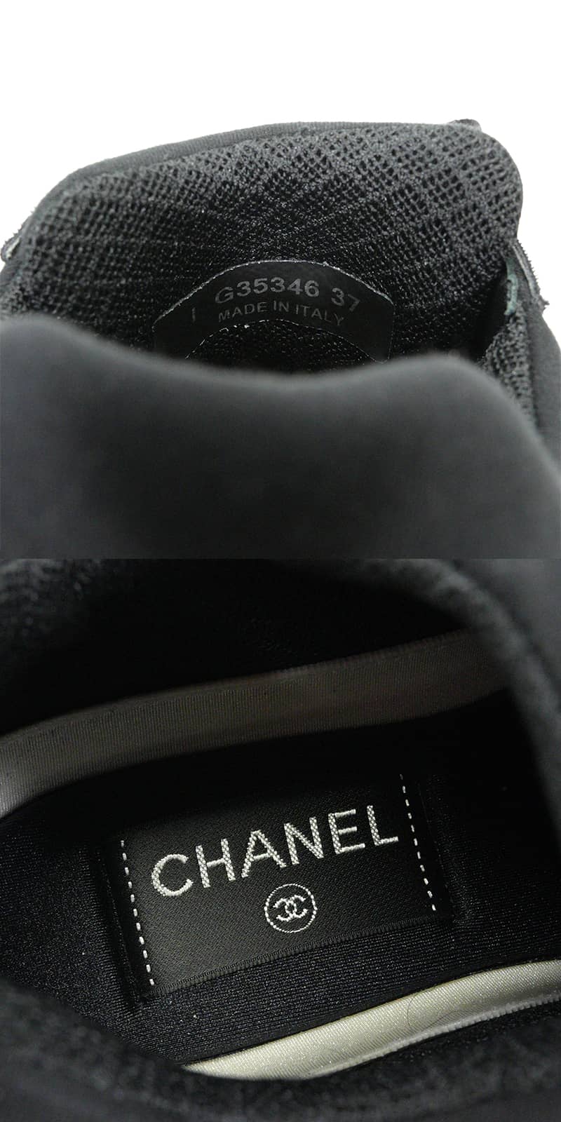 [Pre-loved] CHANEL sneakers COCO Mark Bicolor Noir (Black)/Blanc (White) Fabric/Rubber #37 G35346[LIKE NEW][Authentic]