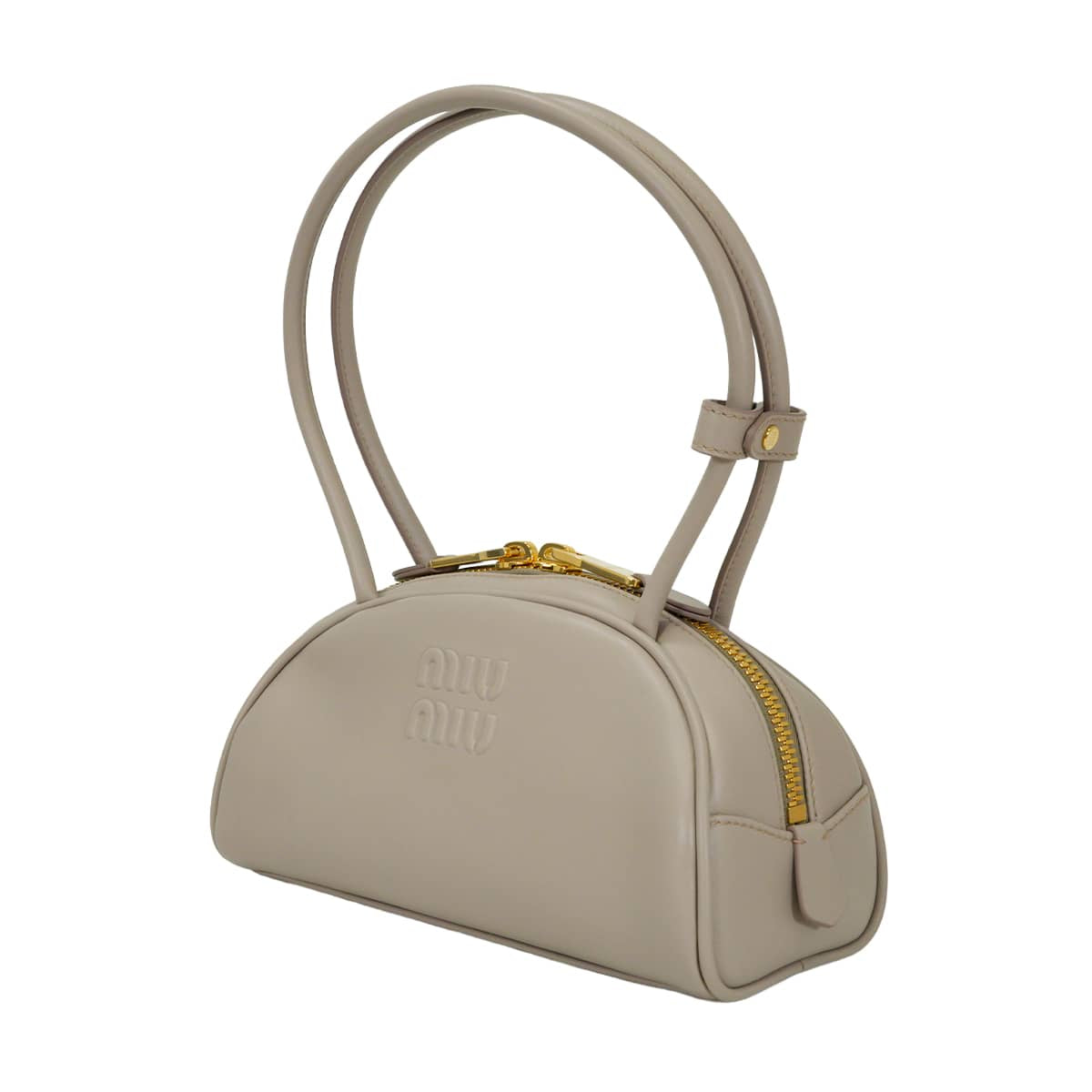 Miu Miu Handbag Beau Leather Small Grey Calf leather 5BB192[EXCELLENT][Authentic]
