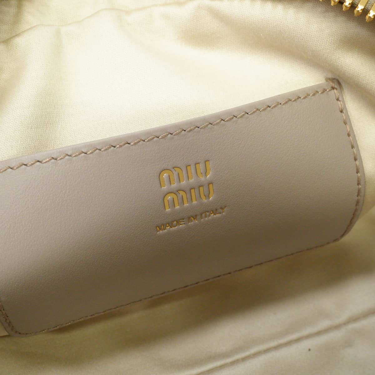 Miu Miu Handbag Beau Leather Small Grey Calf leather 5BB192[EXCELLENT][Authentic]