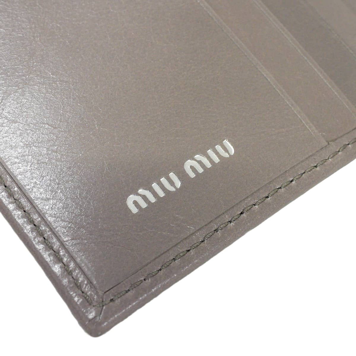 Miu Miu Bi-fold wallet Logo IconDark Gray calf Silver HW 5ML050_2A44_F0116[ALMOST NEW][Authentic]