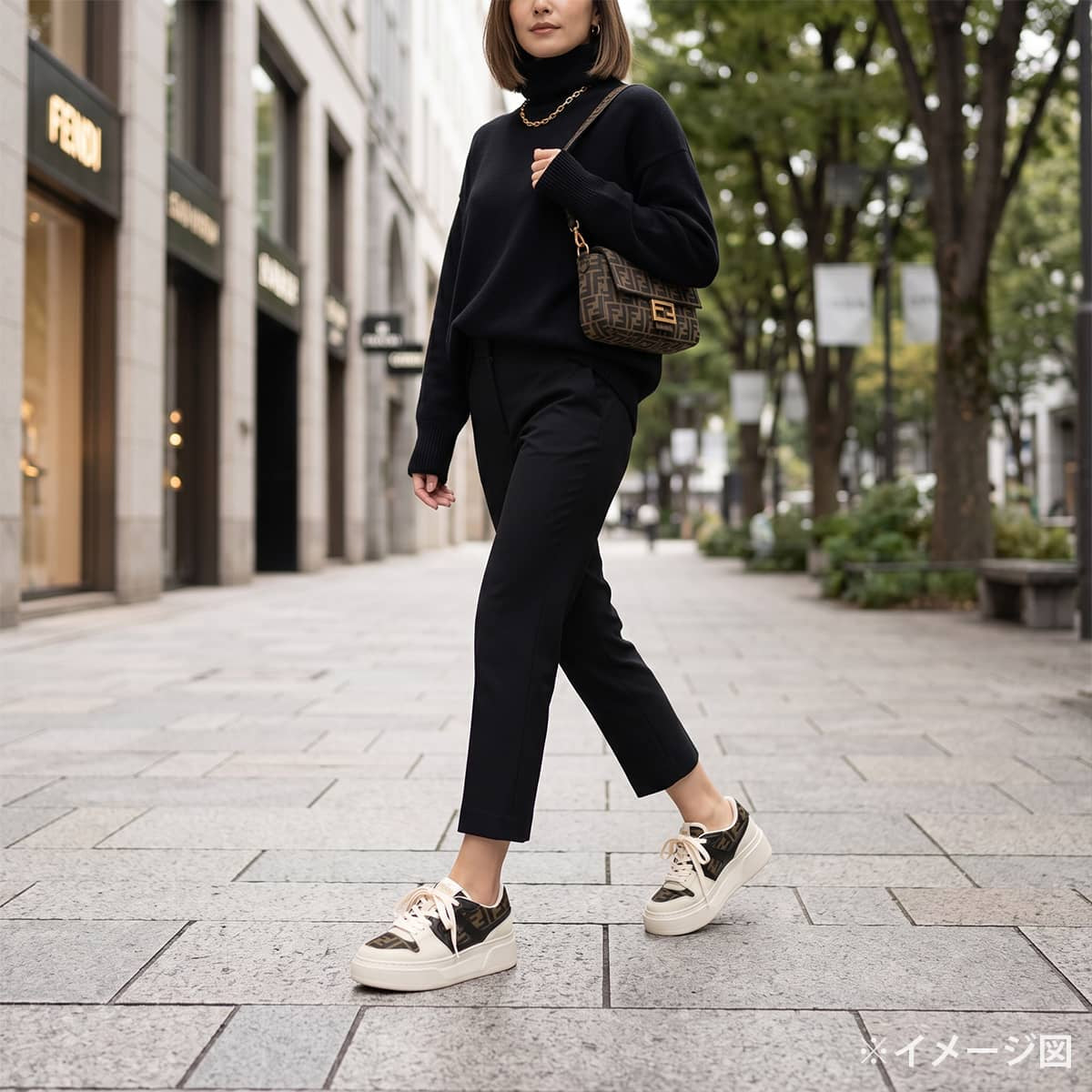 FENDI sneakers Match Lace-Up Zucca Pattern Brown/Blanc (White) Polyamide/Cotton/Resin/Calf Leather ＃37 8E8572AQ6IF1PYW[EXCELLENT][Authentic]
