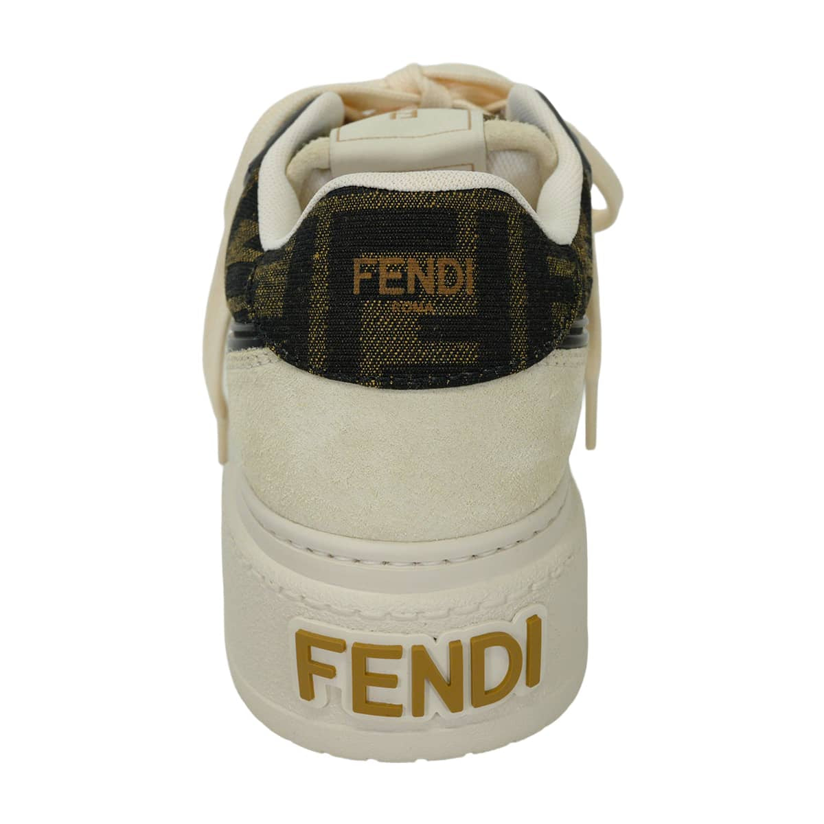 FENDI sneakers Match Lace-Up Zucca Pattern Brown/Blanc (White) Polyamide/Cotton/Resin/Calf Leather ＃37 8E8572AQ6IF1PYW[EXCELLENT][Authentic]