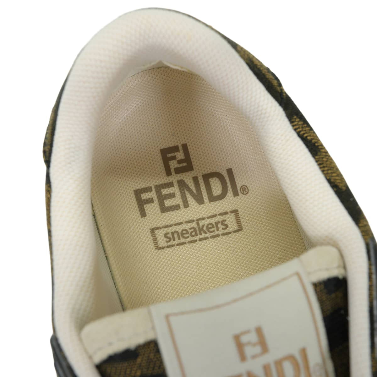 FENDI sneakers Match Lace-Up Zucca Pattern Brown/Blanc (White) Polyamide/Cotton/Resin/Calf Leather ＃37 8E8572AQ6IF1PYW[EXCELLENT][Authentic]