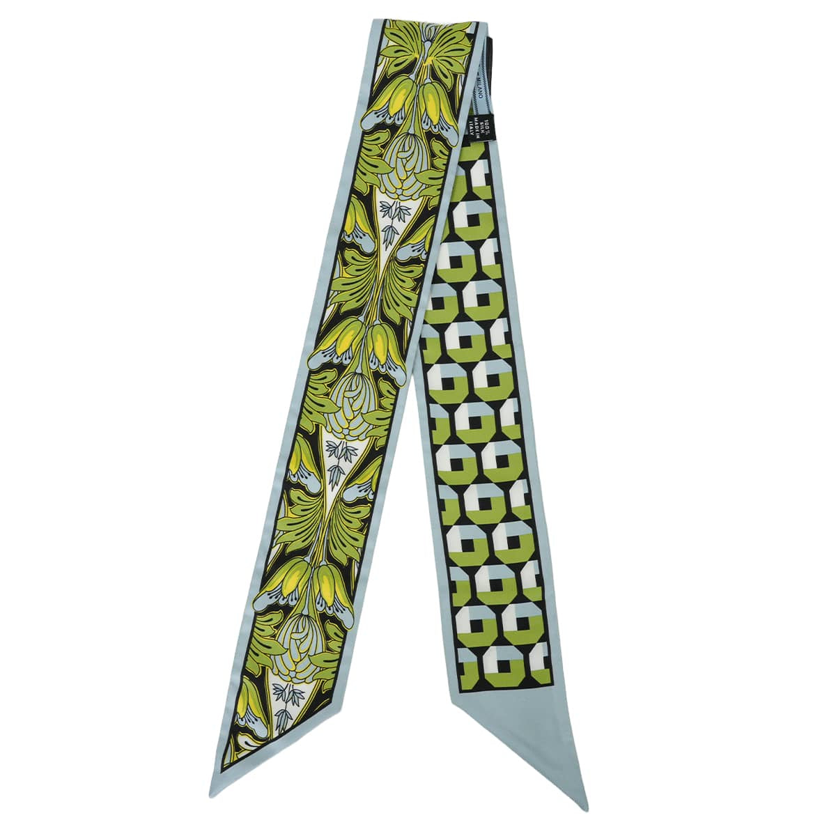 PRADA scarf Printed twillLight blue/Green Silk100% 1FF008[EXCELLENT][Authentic]