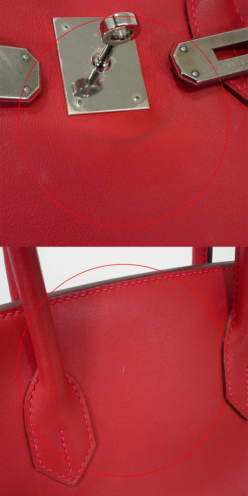 [Pre-loved] HERMES Handbag Birkin30 Vermillon Veau Swift Silver HW Stamp □L[USED A][Authentic]