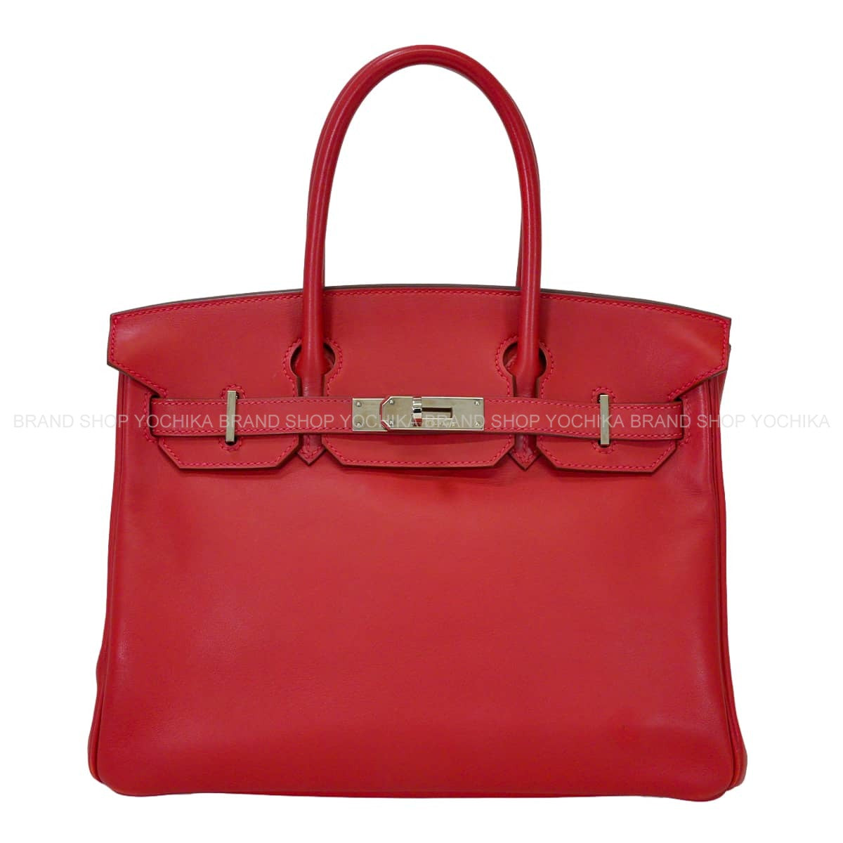 [Pre-loved] HERMES Handbag Birkin30 Vermillon Veau Swift Silver HW Stamp □L[USED A][Authentic]