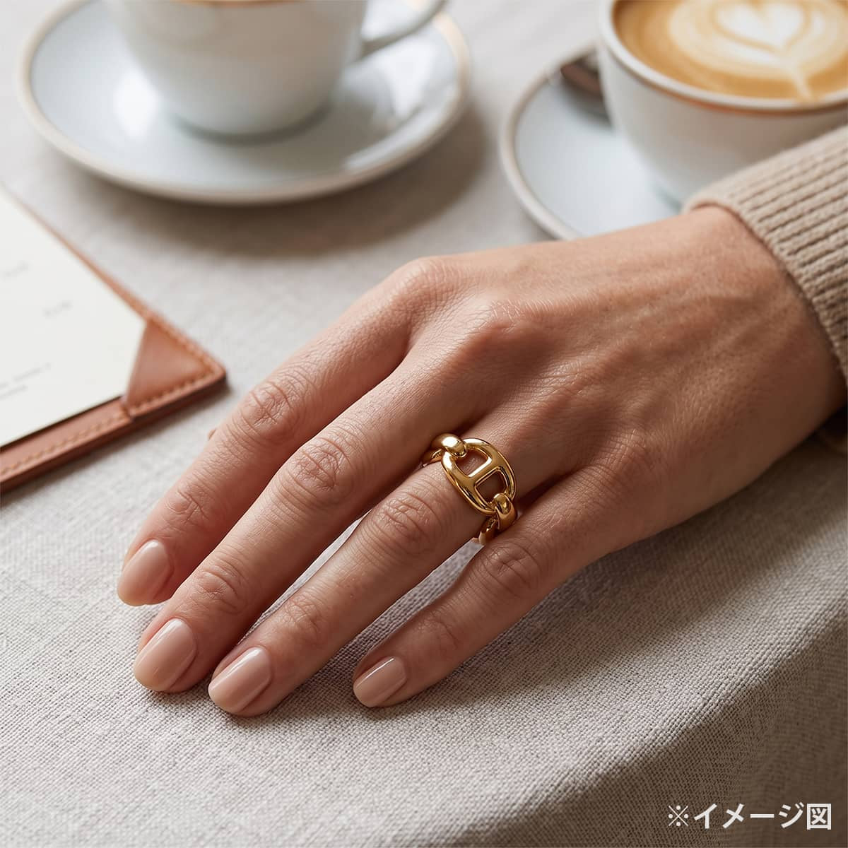 [Pre-loved] HERMES ring Vintage Half Chaine d'Ancre Gold K18 #51[LIKE NEW][Authentic]