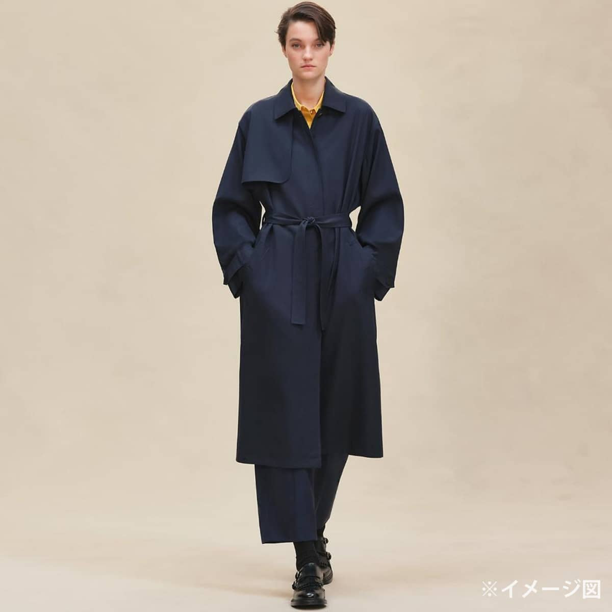 2025 SS HERMES Trench coat 2025 Spring/Summer Coat, Crude Cell Navy Wool 34 5H0284DE[BRAND NEW][Authentic]