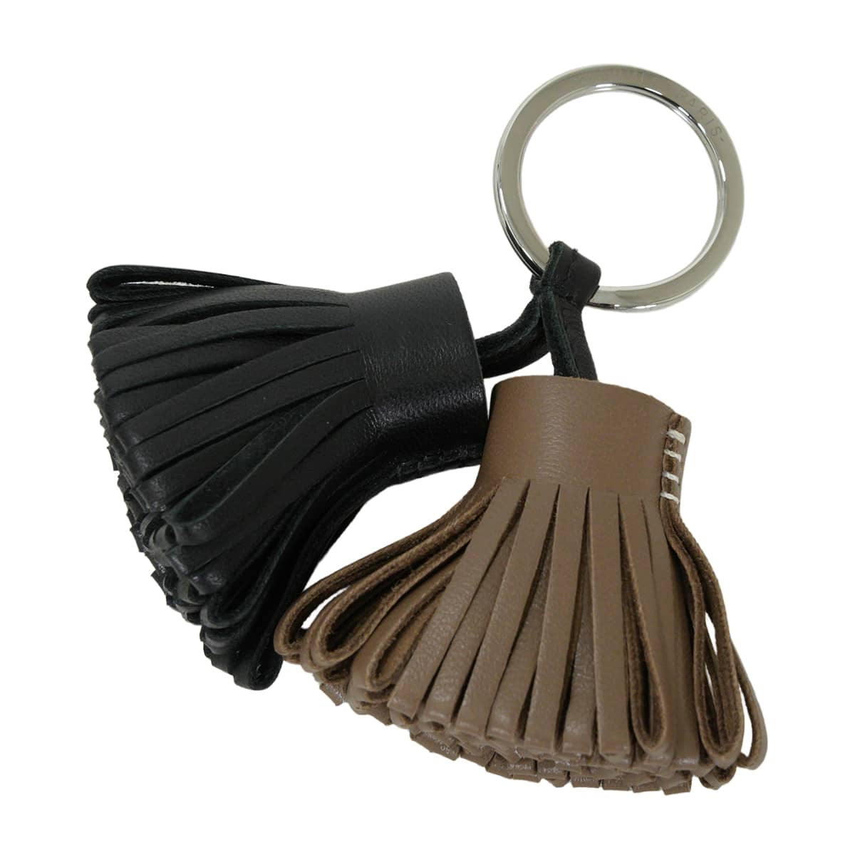 HERMES key ring Carmen Unodos Noir (Black)/Etoupe Agneau Milo Silver HW[BRAND NEW][Authentic]