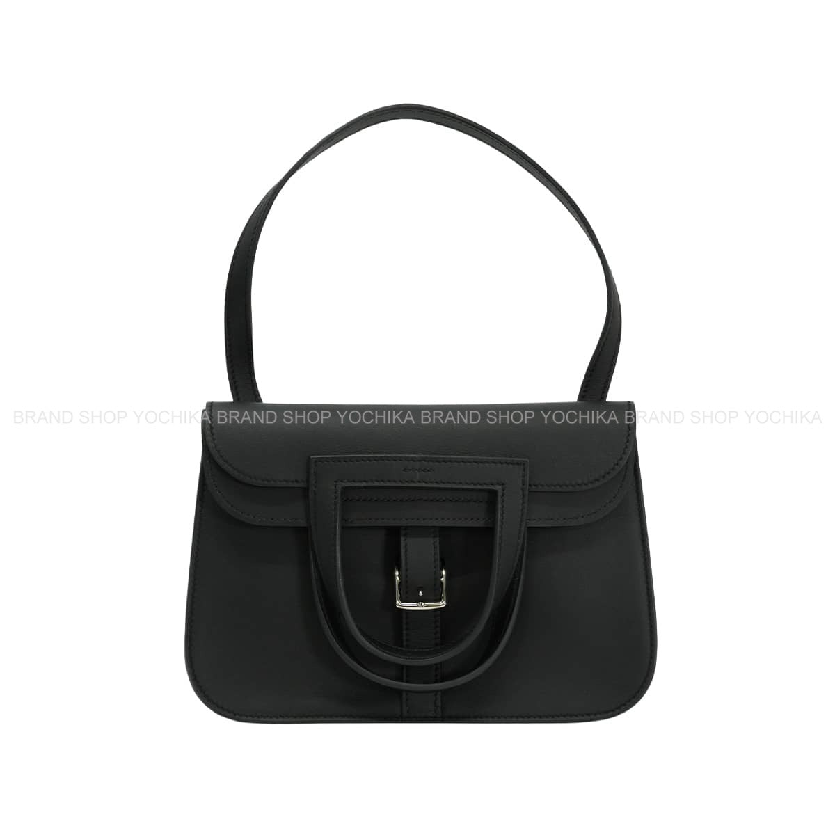 [Pre-loved] HERMES Shoulder bag Halzan mini Noir (Black) Veau Swift Silver HW Stamp K[LIKE NEW][Authentic]