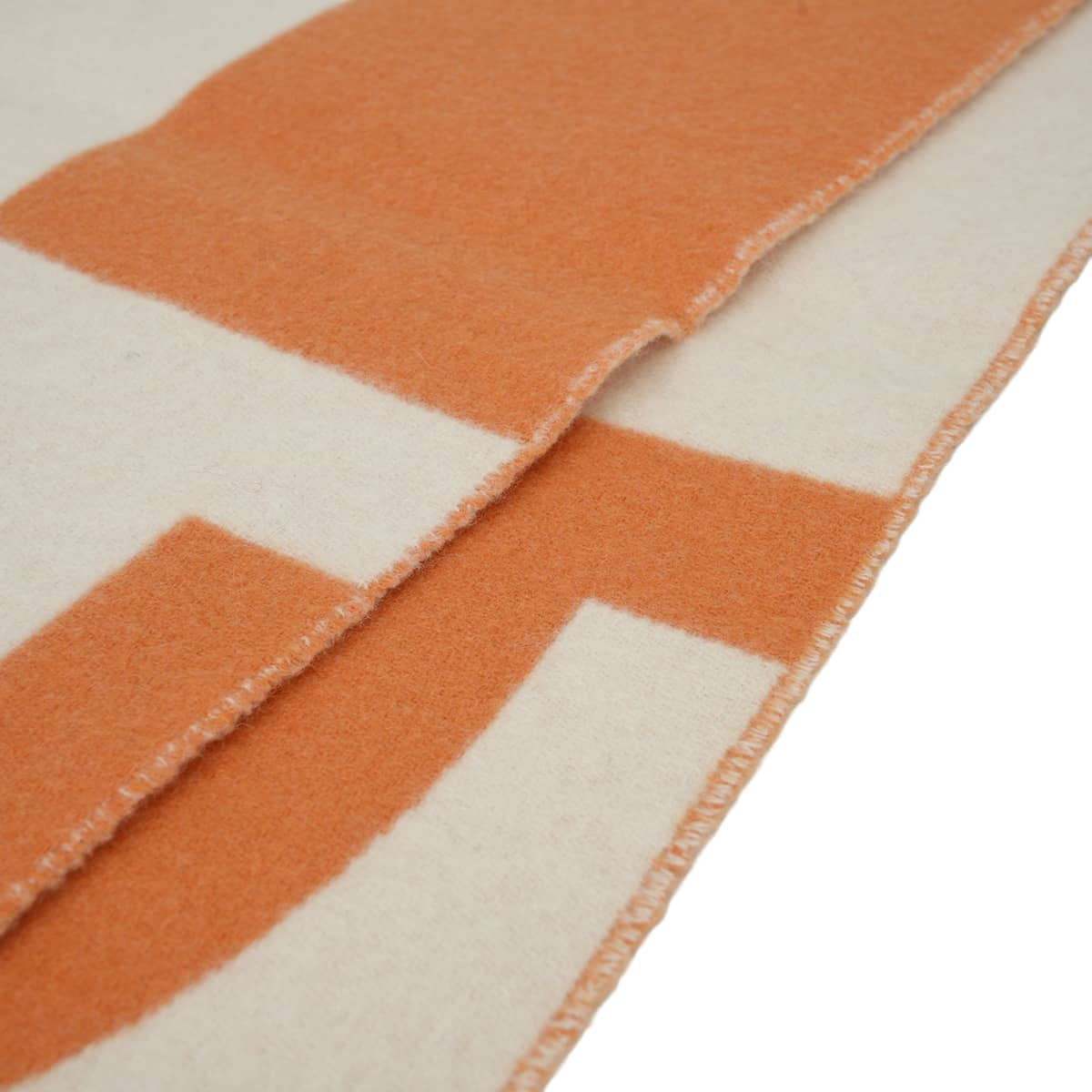 [Pre-loved] 2023AW HERMES muffler Grand Mall Orange/Ivory Cashmere[USED A][Authentic]