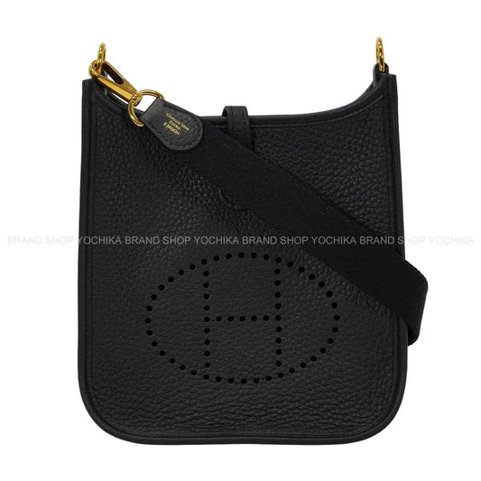 HERMES Shoulder bag Evelyne 16 TPM Noir (Black) Taurillon Clemence Gold HW Stamp W[EXCELLENT][Authentic]