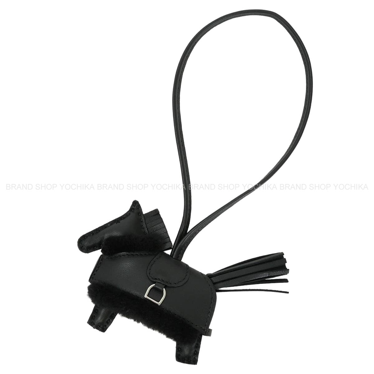 HERMES bag charm Rodeo Robeo Plush PM SO BLACK Noir (Black) Agneau Milo/Mouton Silver HW Stamp G[BRAND NEW][Authentic]