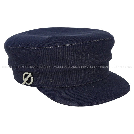 HERMES Casquette Deauville GlennanIndigo Denim Silver HW H261061N6057[EXCELLENT][Authentic]