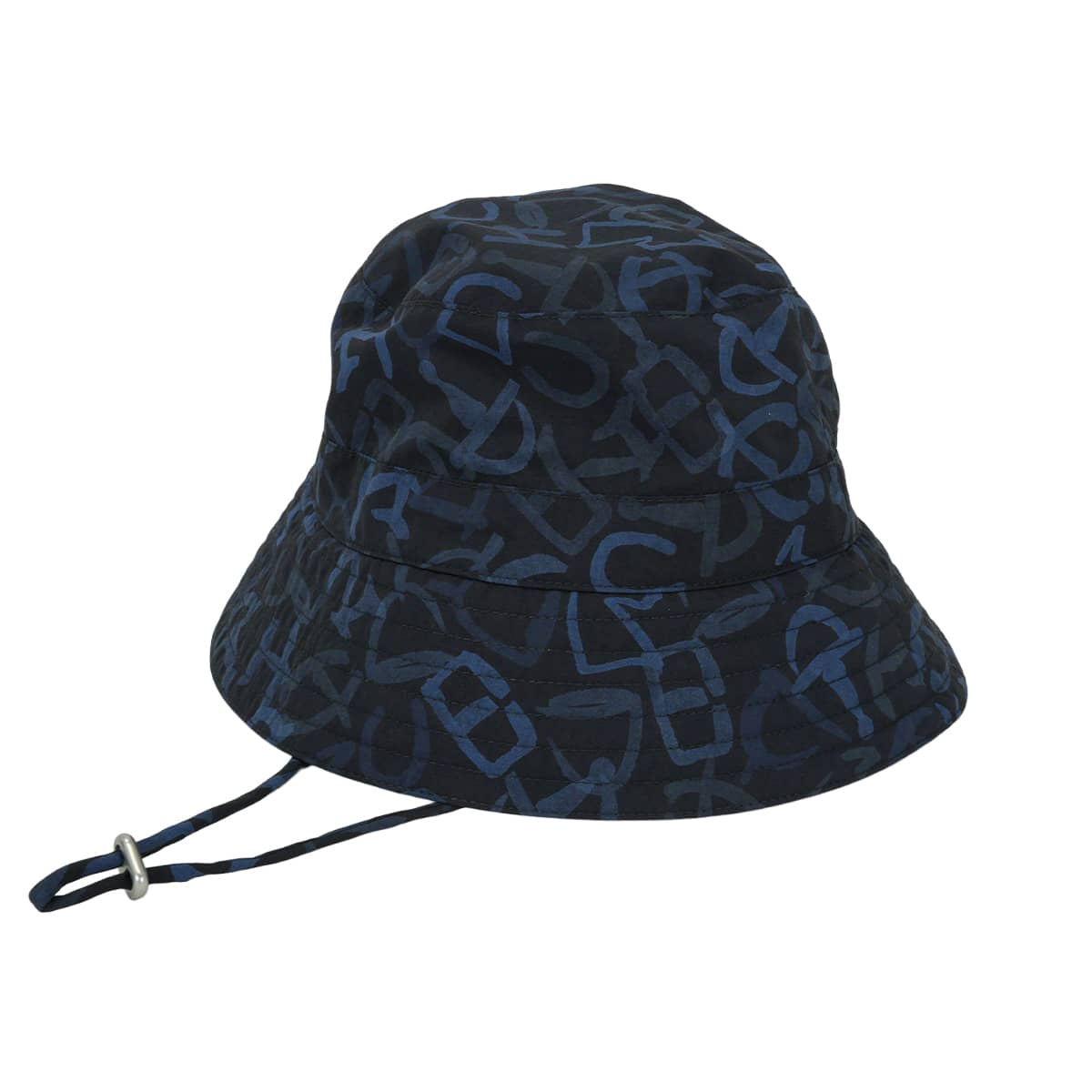 HERMES Bucket Hat Milo Calligraphie Equestre Marine Nylon Mat Silver HW[EXCELLENT][Authentic]