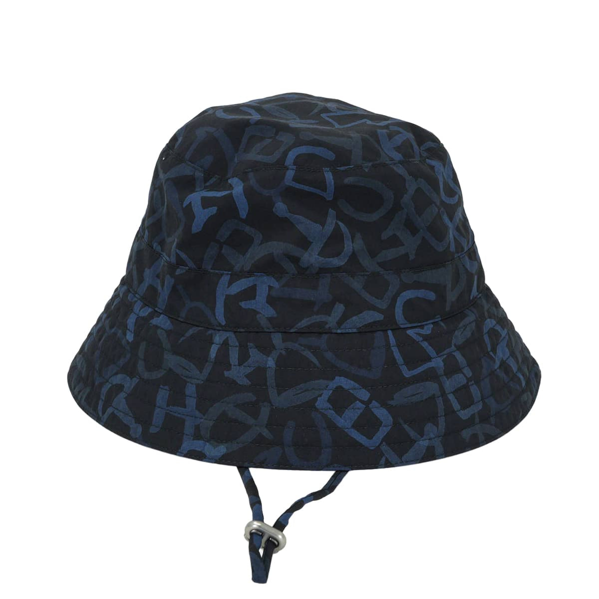 HERMES Bucket Hat Milo Calligraphie Equestre Marine Nylon Mat Silver HW[EXCELLENT][Authentic]