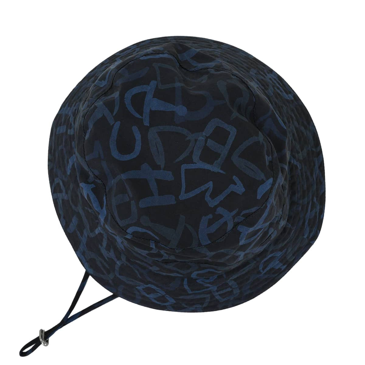 HERMES Bucket Hat Milo Calligraphie Equestre Marine Nylon Mat Silver HW[EXCELLENT][Authentic]