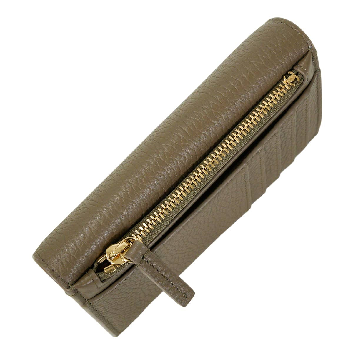 2026AW NEW Pre-Collection CHANEL card holder Coin Purse Flap COCO MarkDark khaki Graind Calf(Caviarskin) Champagne Gold HW AP5453[BRAND NEW][Authentic]