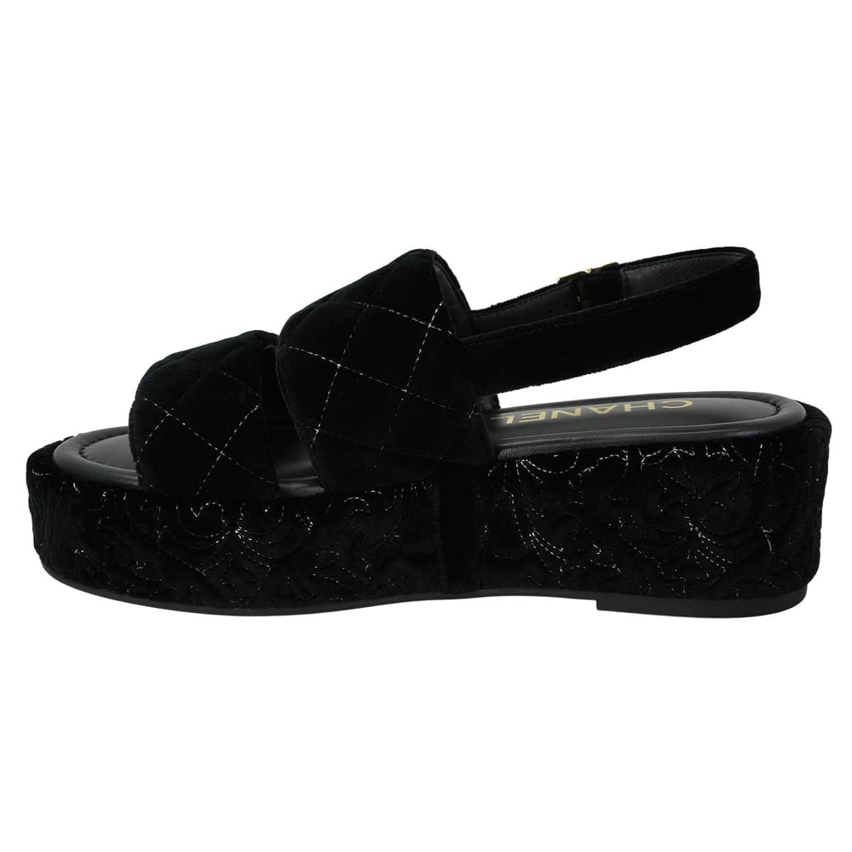25-26AW CHANEL sandals Platform Matelasse COCO Mark Quilting Noir (Black) Velvet #37.5 Champagne Gold HW G46612[EXCELLENT][Authentic]