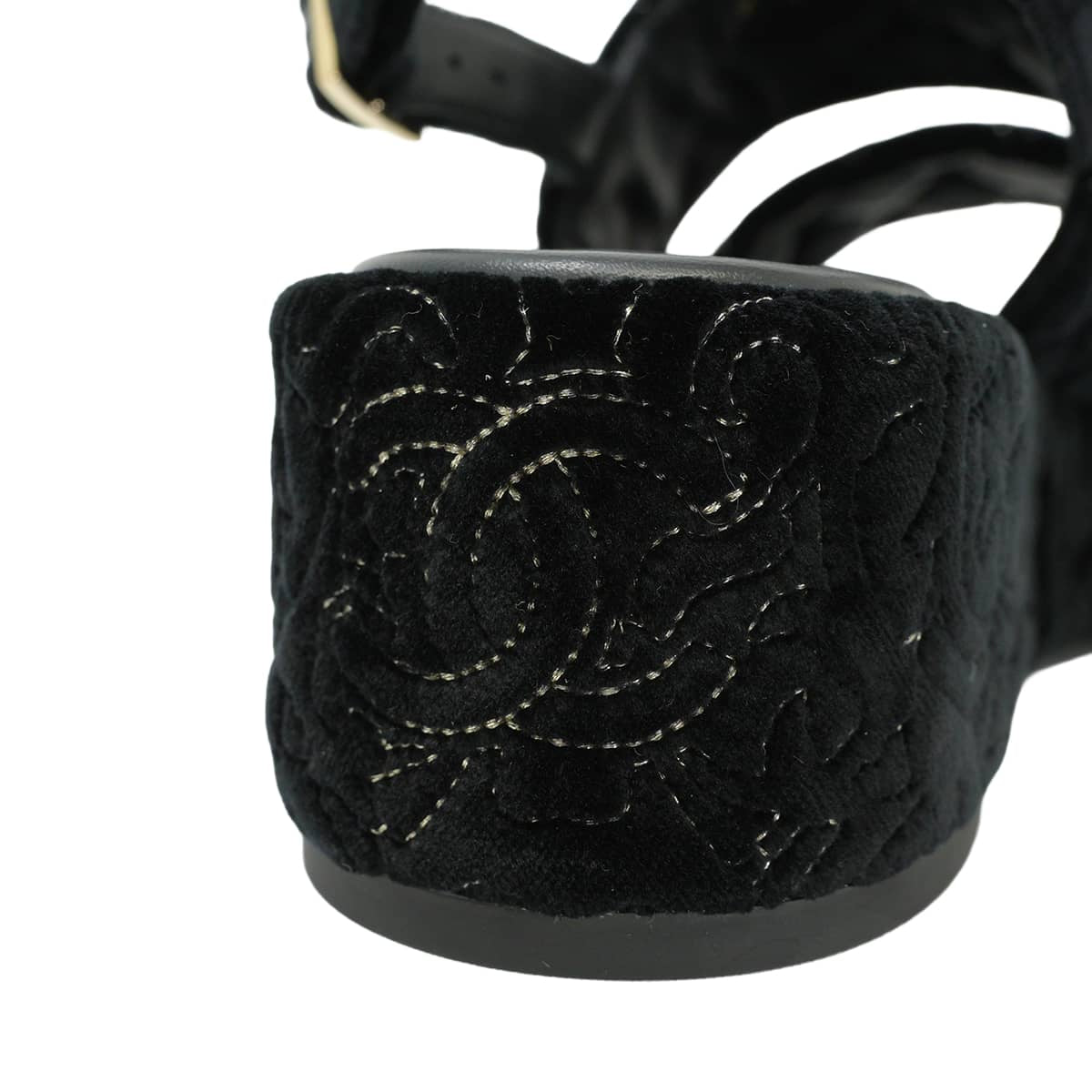 25-26AW CHANEL sandals Platform Matelasse COCO Mark Quilting Noir (Black) Velvet #37.5 Champagne Gold HW G46612[EXCELLENT][Authentic]
