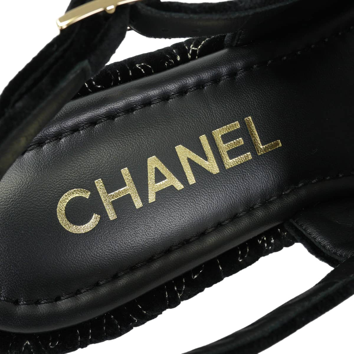 25-26AW CHANEL sandals Platform Matelasse COCO Mark Quilting Noir (Black) Velvet #37.5 Champagne Gold HW G46612[EXCELLENT][Authentic]