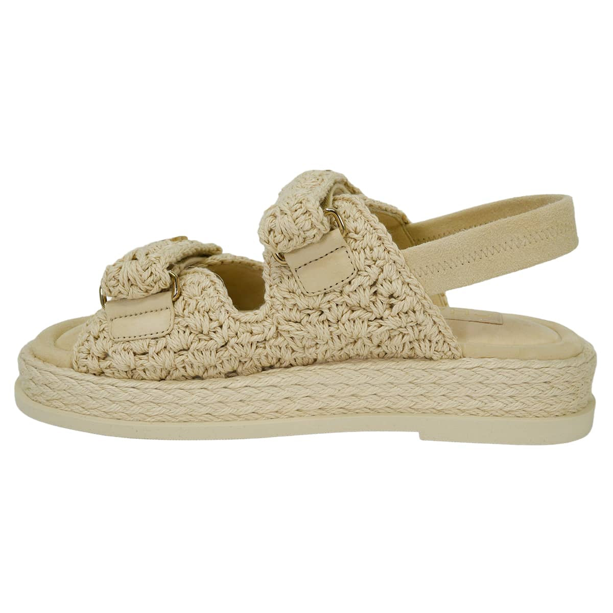 2025SS CHANEL sandals platform upper strap COCO Mark Naturel Raffia #36.5 Champagne Gold HW G46339[EXCELLENT][Authentic]