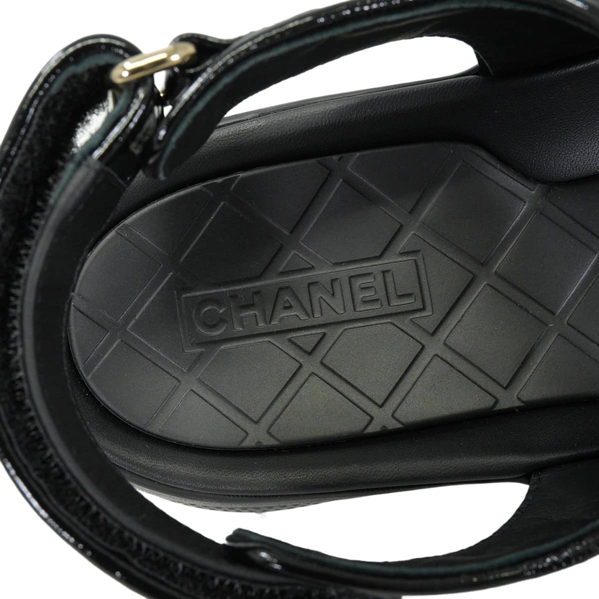 2025-26AW CHANEL sandals Sport matelasse design COCO Mark chain platform sole Noir (Black) Shiny calfskin #36C Champagne Gold HW G46293[BRAND NEW][Authentic]