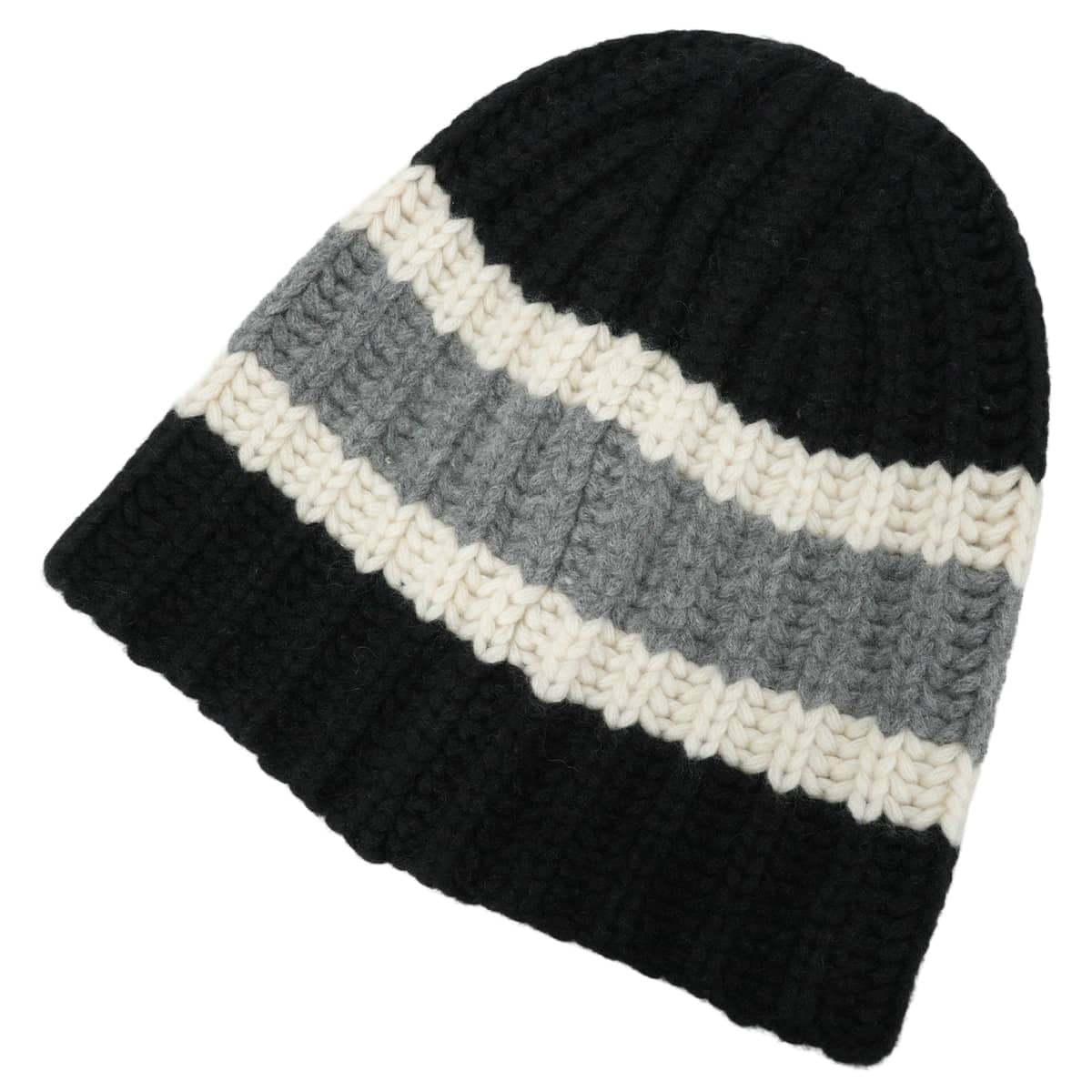 2026AW NEW CHANEL Knit cap Knit hat with COCO Mark Noir (Black)/Blanc (White)/Grey Cashmere AAC402[BRAND NEW][Authentic]