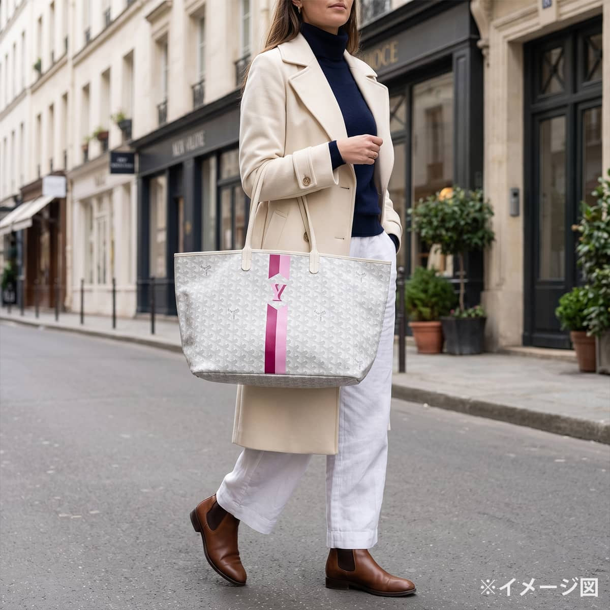 [Pre-loved] GOYARD tote bag SAINT LOUIS PM Includes marker art Blanc (White)/Red/Pink PVC coated canvas Silver HW[LIKE NEW][Authentic]