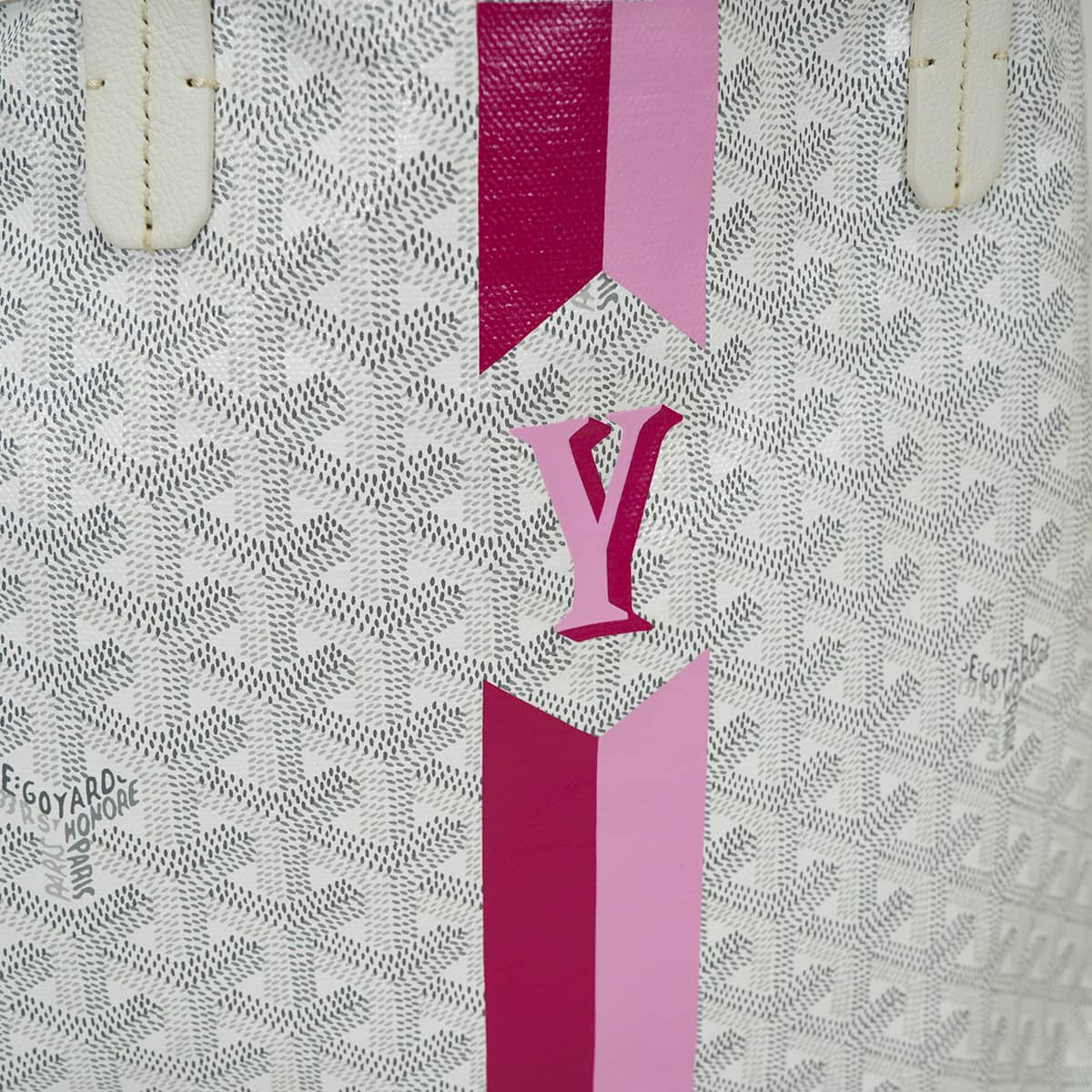 [Pre-loved] GOYARD tote bag SAINT LOUIS PM Includes marker art Blanc (White)/Red/Pink PVC coated canvas Silver HW[LIKE NEW][Authentic]