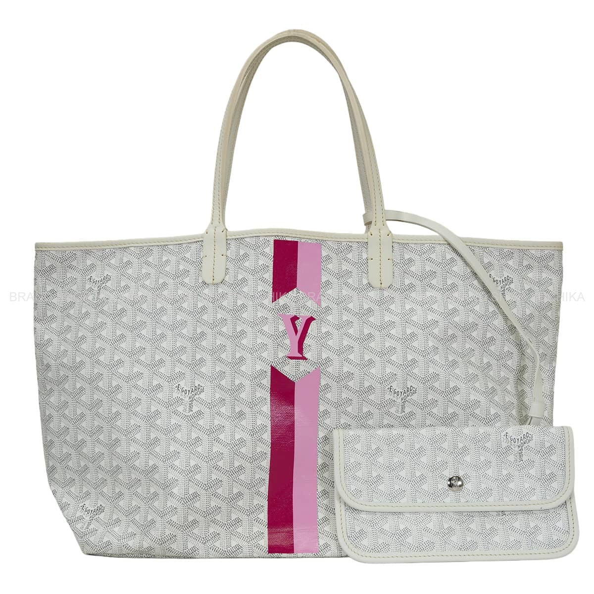 [Pre-loved] GOYARD tote bag SAINT LOUIS PM Includes marker art Blanc (White)/Red/Pink PVC coated canvas Silver HW[LIKE NEW][Authentic]