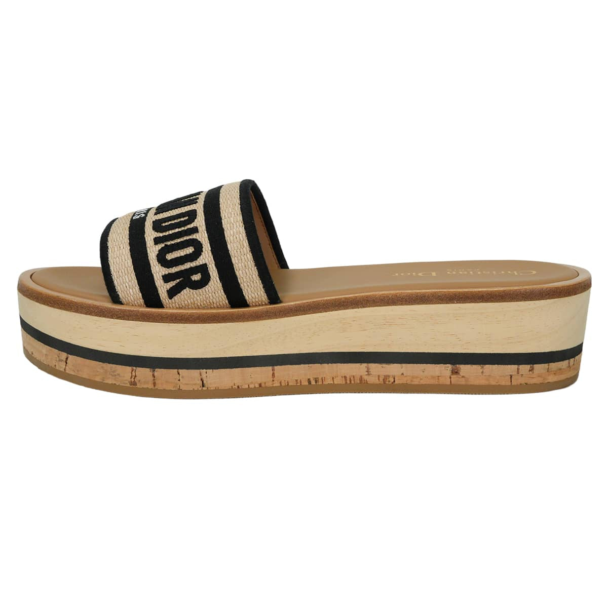 2024AW Dior sandals D way Platform Slides Naturel Raffia #36[EXCELLENT][Authentic]