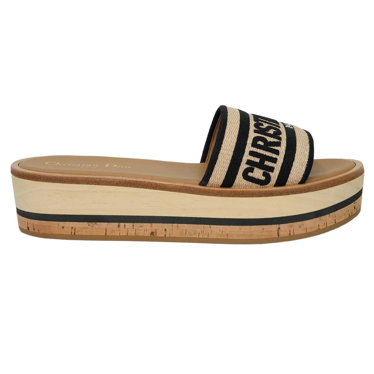 2024AW Dior sandals D way Platform Slides Naturel Raffia #36[EXCELLENT][Authentic]