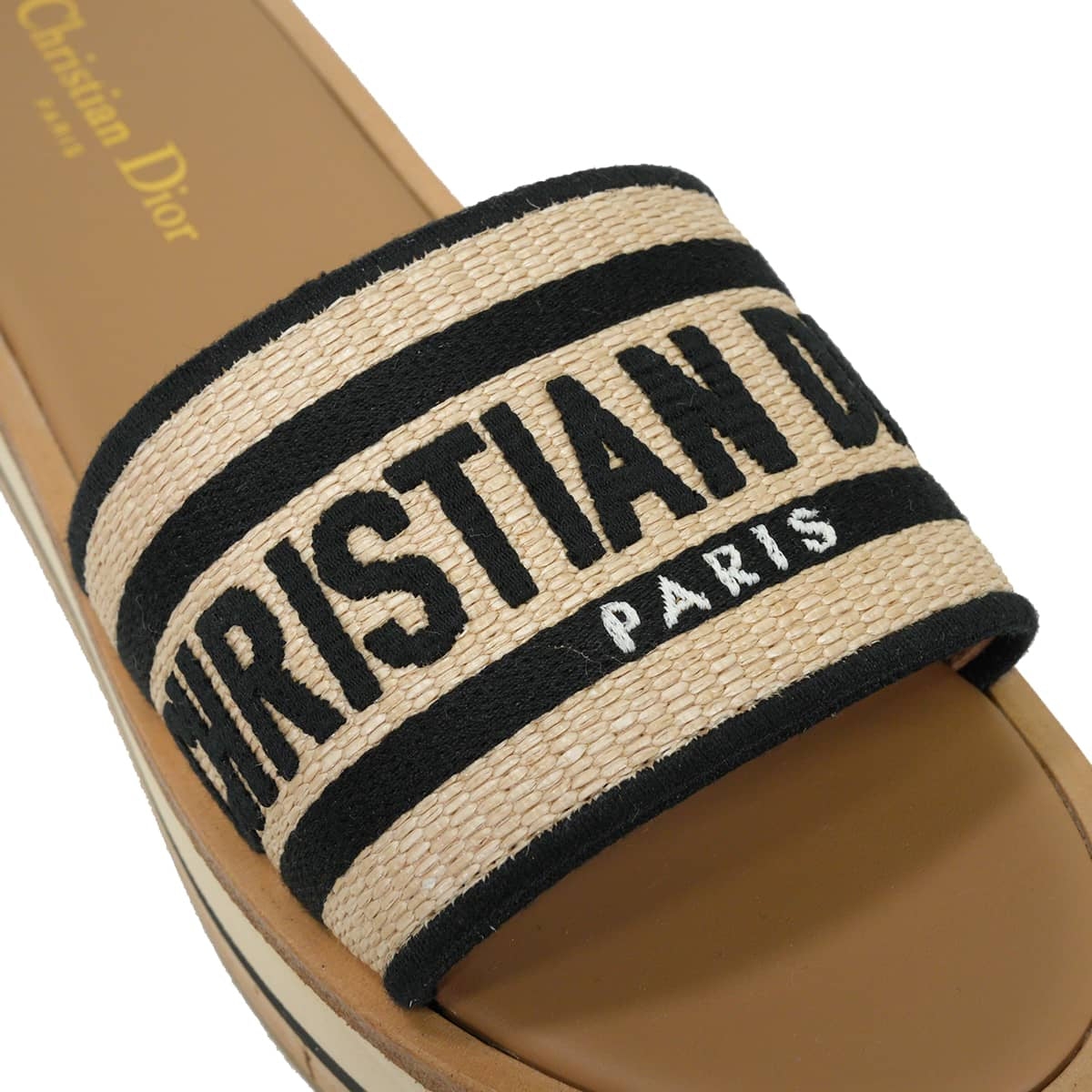 2024AW Dior sandals D way Platform Slides Naturel Raffia #36[EXCELLENT][Authentic]