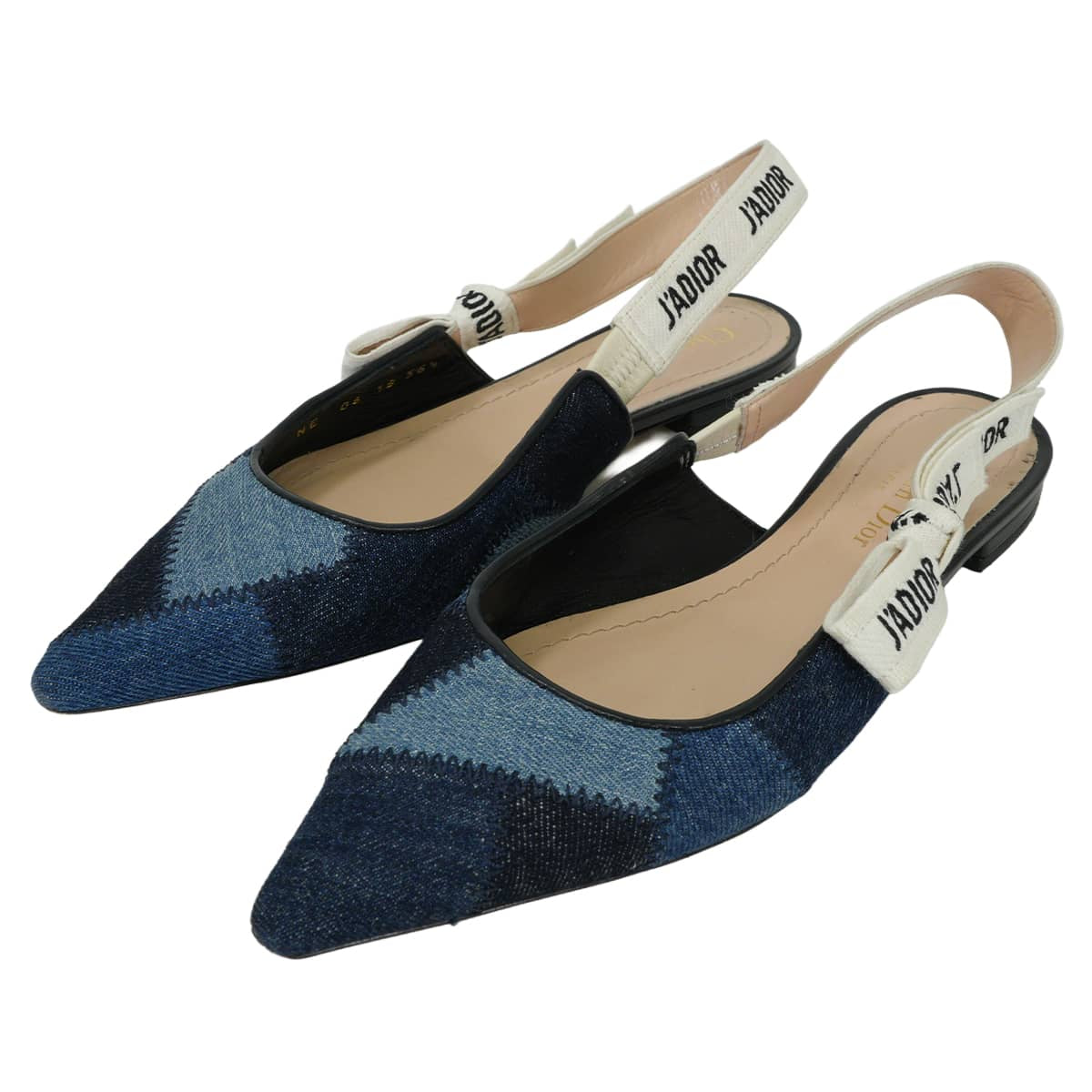 [Pre-loved] Dior pumps slingbacks flat shoes Deep Blue Denim #36.5 KCB430JERS56B[LIKE NEW][Authentic]