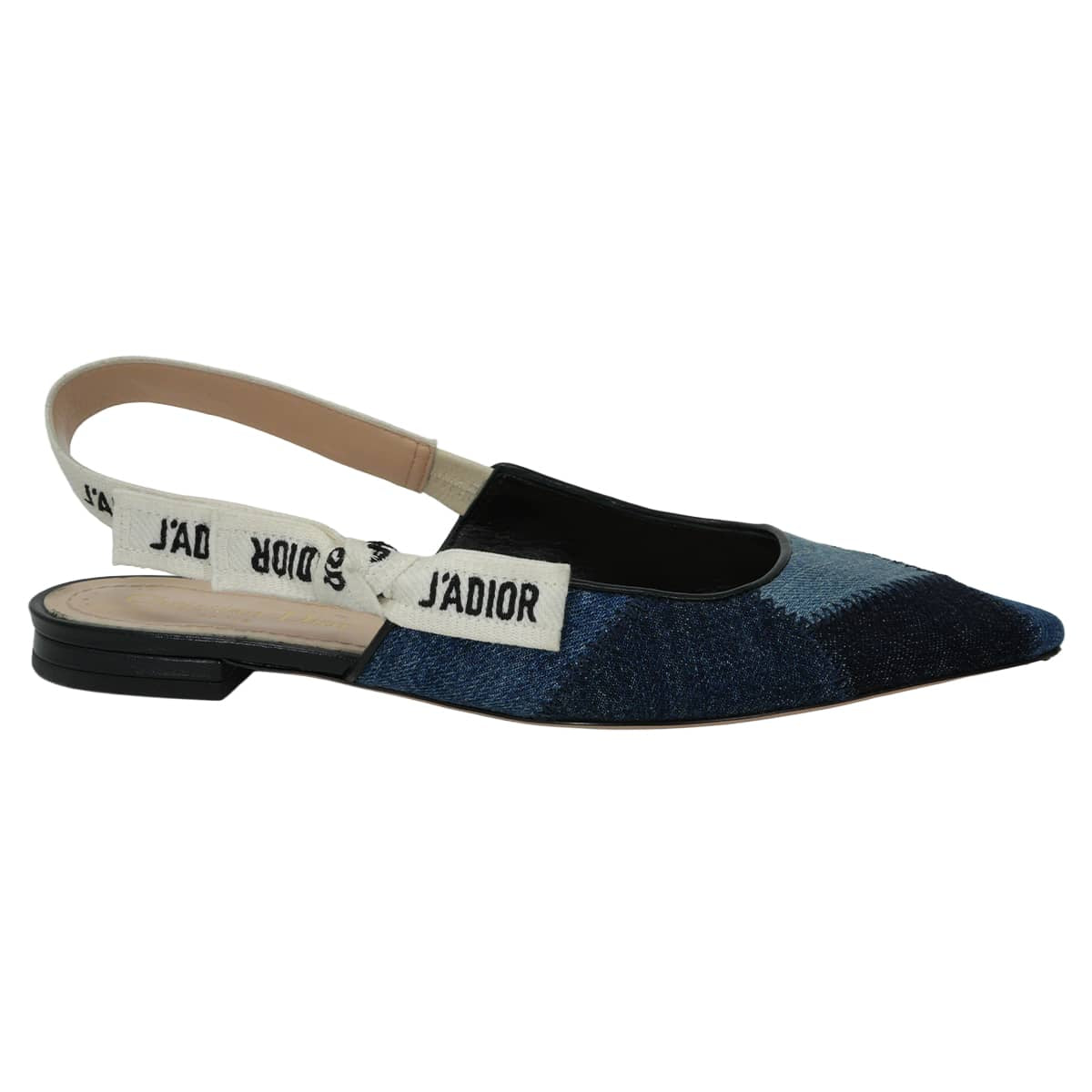 [Pre-loved] Dior pumps slingbacks flat shoes Deep Blue Denim #36.5 KCB430JERS56B[LIKE NEW][Authentic]