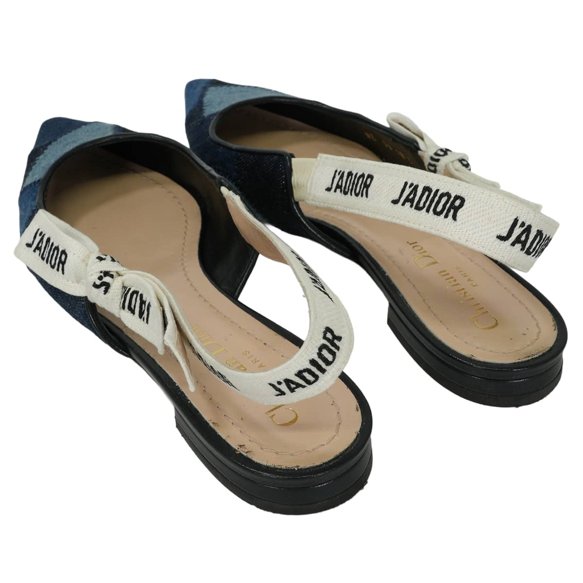[Pre-loved] Dior pumps slingbacks flat shoes Deep Blue Denim #36.5 KCB430JERS56B[LIKE NEW][Authentic]