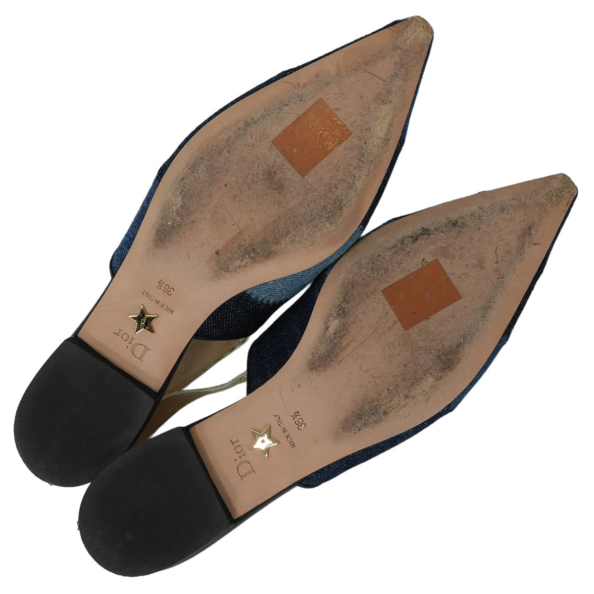 [Pre-loved] Dior pumps slingbacks flat shoes Deep Blue Denim #36.5 KCB430JERS56B[LIKE NEW][Authentic]