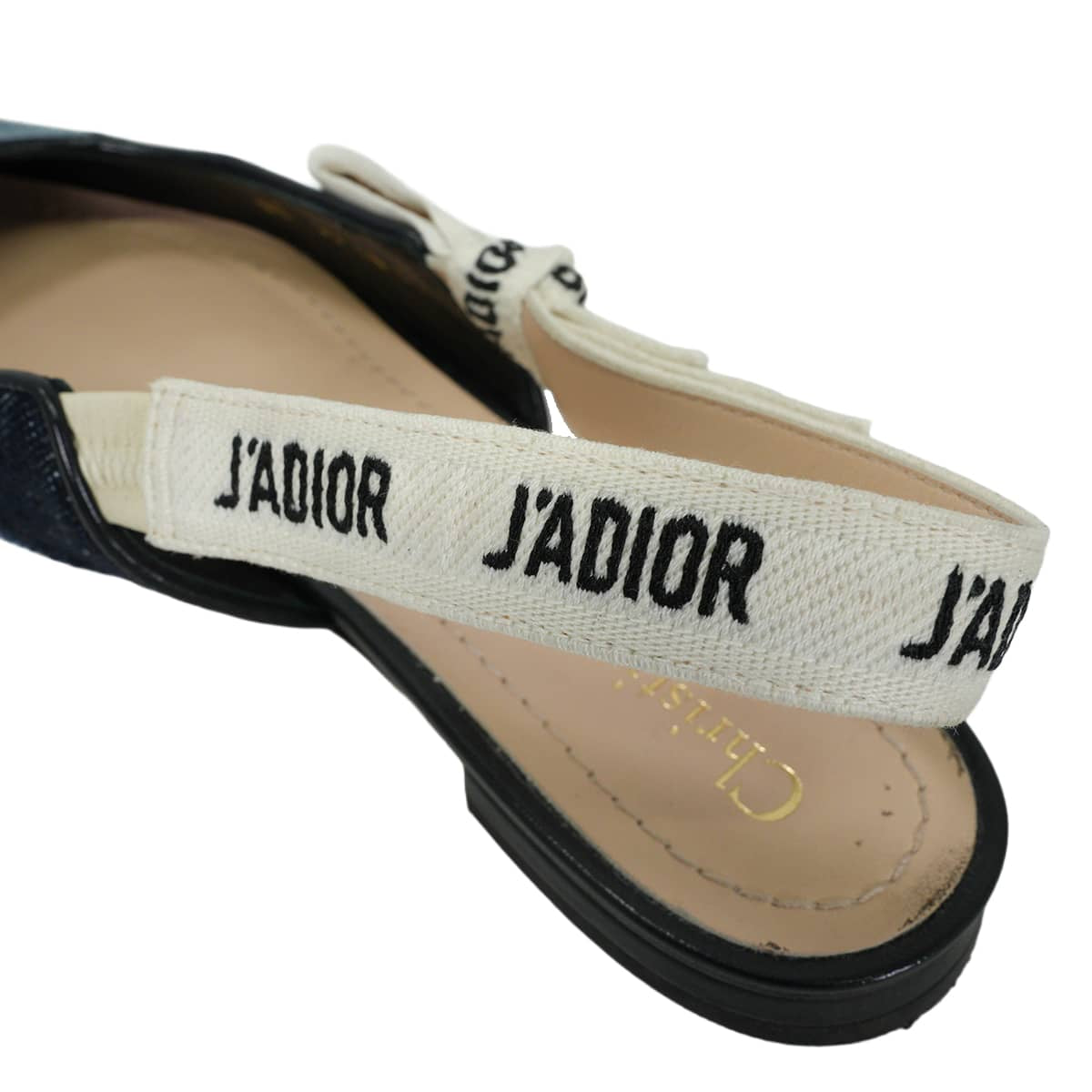[Pre-loved] Dior pumps slingbacks flat shoes Deep Blue Denim #36.5 KCB430JERS56B[LIKE NEW][Authentic]