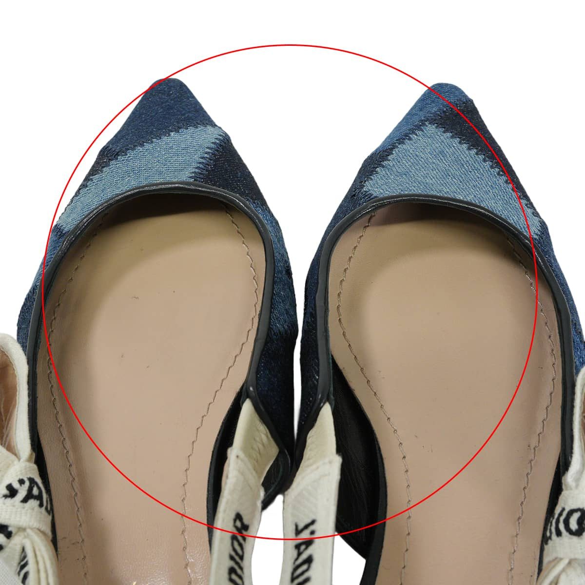 [Pre-loved] Dior pumps slingbacks flat shoes Deep Blue Denim #36.5 KCB430JERS56B[LIKE NEW][Authentic]