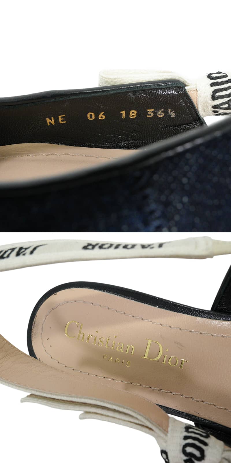 [Pre-loved] Dior pumps slingbacks flat shoes Deep Blue Denim #36.5 KCB430JERS56B[LIKE NEW][Authentic]