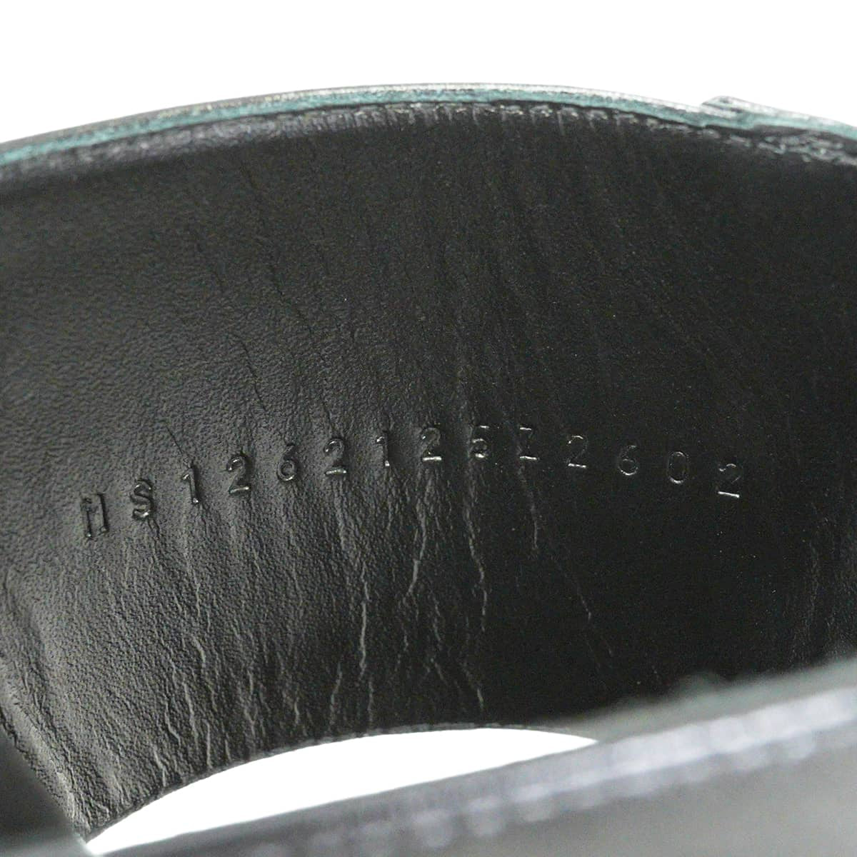 HERMES sandals Ninon 50 Kelly Buckle Noir (Black) calf #37 Silver HW[EXCELLENT][Authentic]