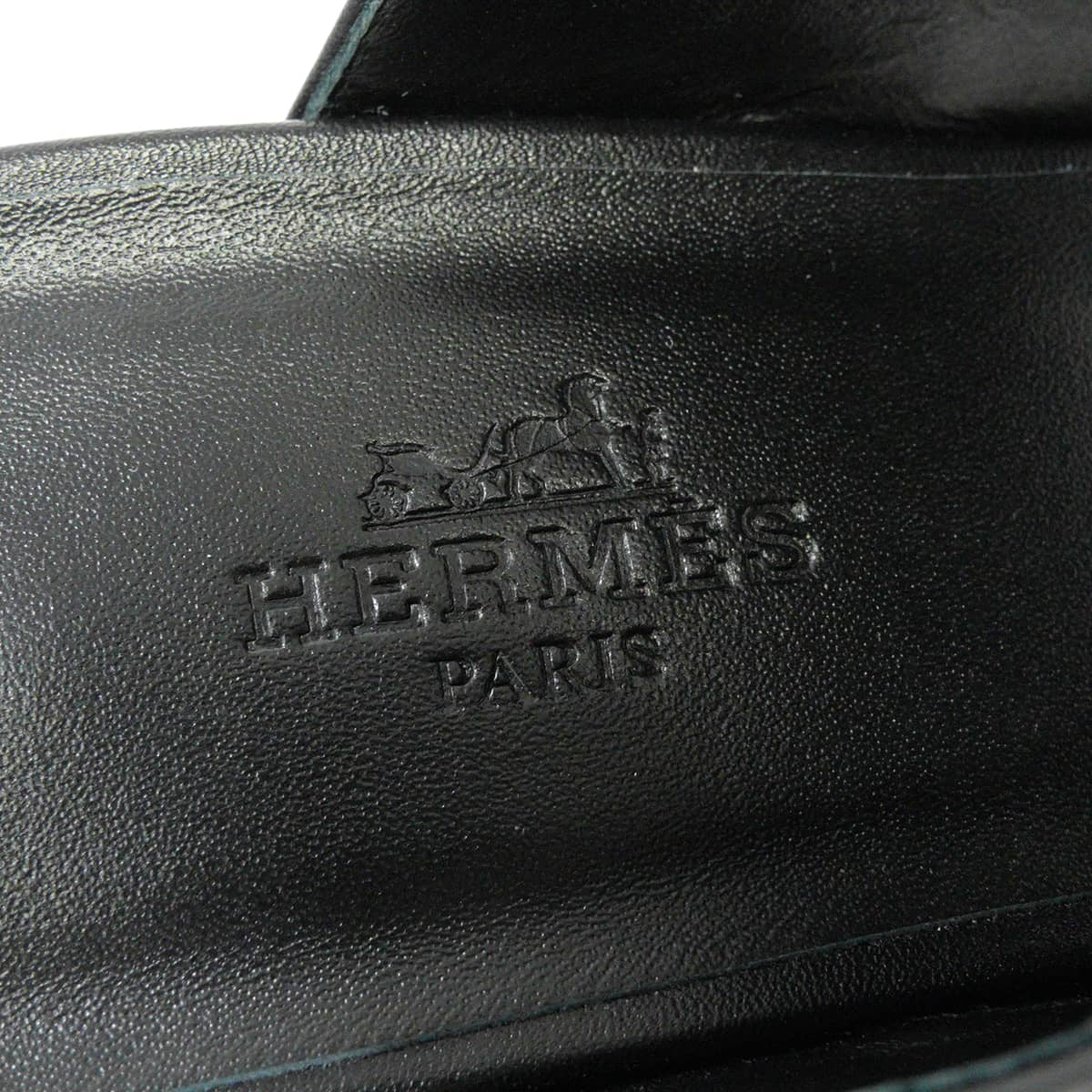 HERMES sandals Ninon 50 Kelly Buckle Noir (Black) calf #37 Silver HW[EXCELLENT][Authentic]