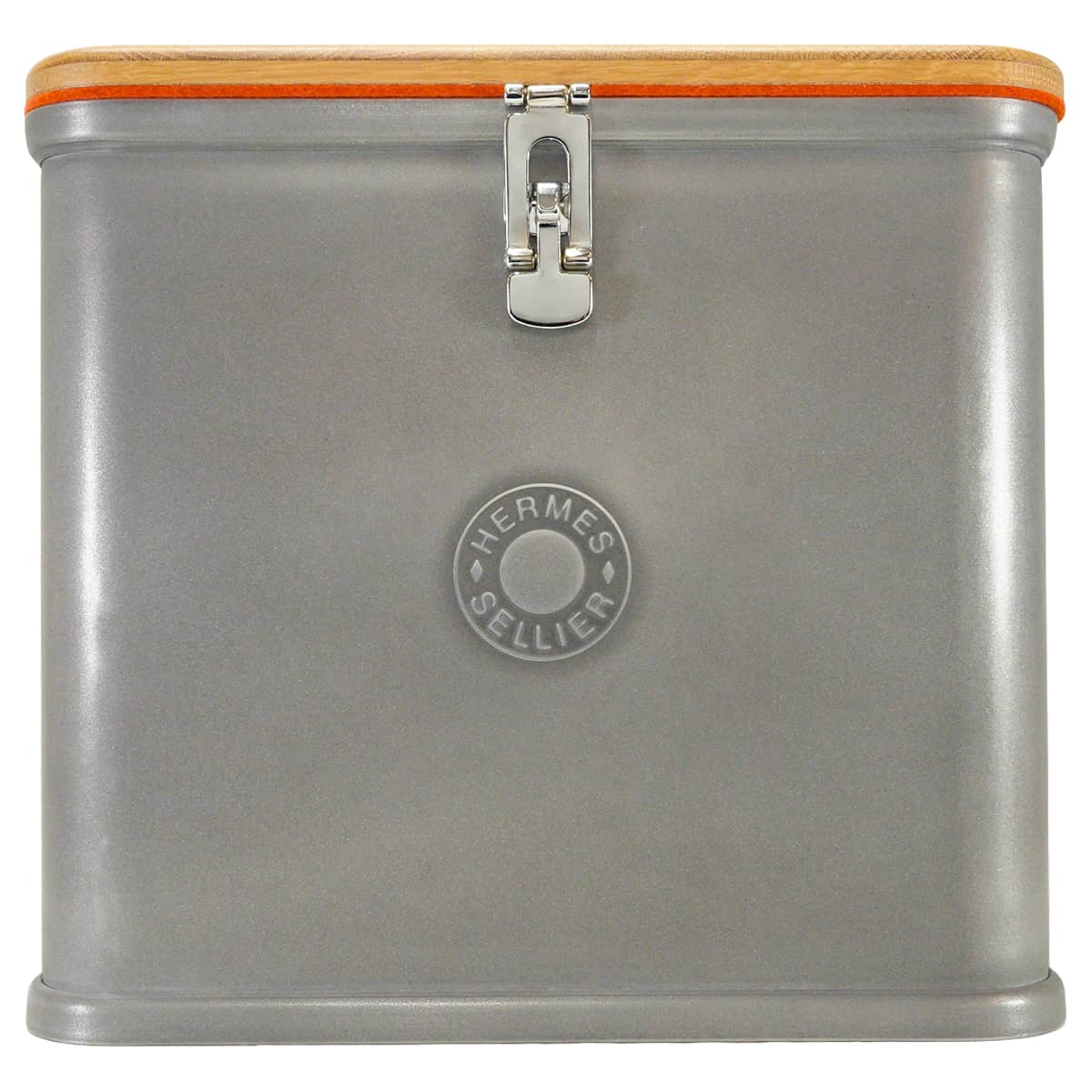 HERMES furniture Grooming Box for Brushing Kit Silver Aluminum/Wood Silver HW H800691E01[EXCELLENT][Authentic]