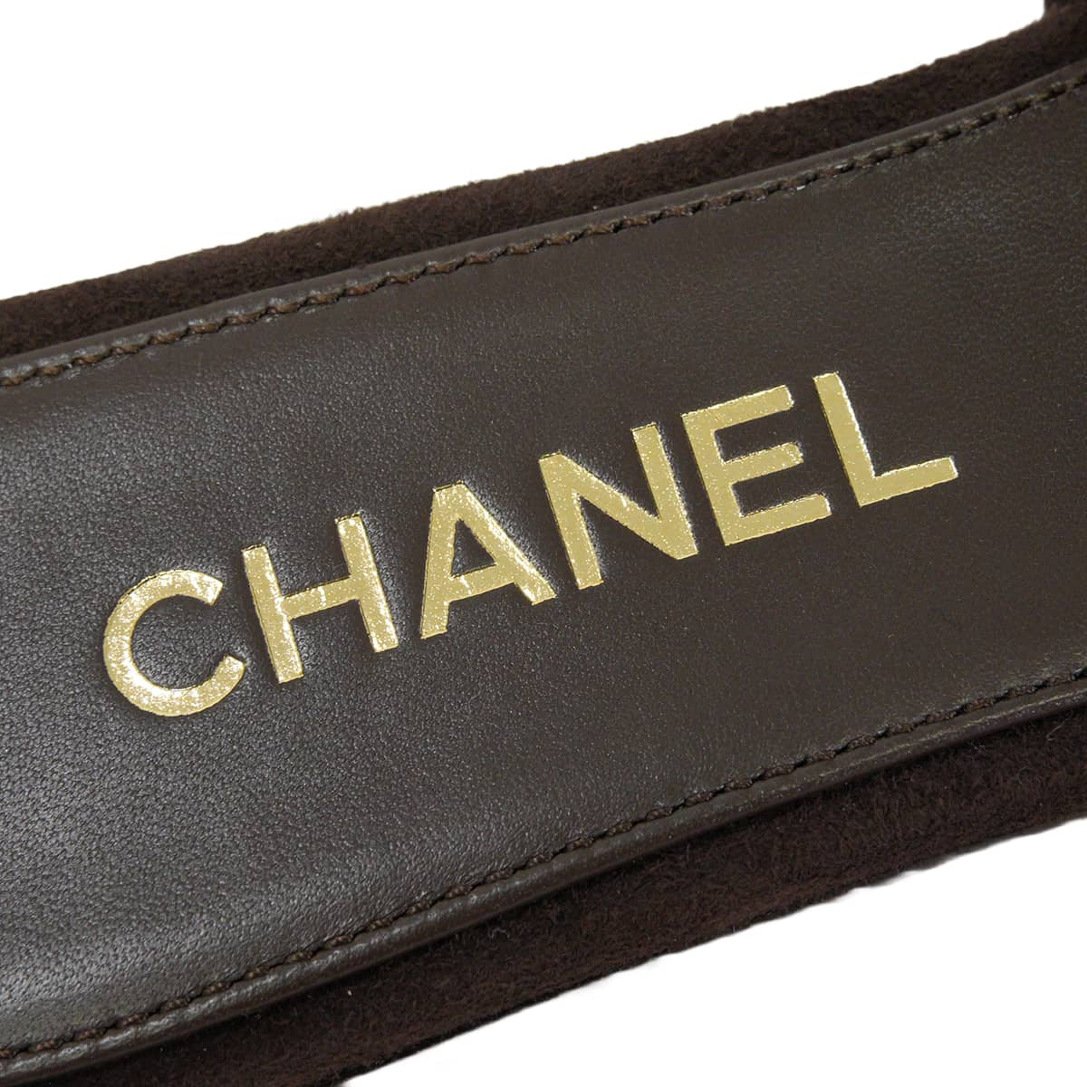 2026SS Metiers d'art collection CHANEL sandals Mules with Rhinestones COCO Mark and Double StrapsDark Burgundy suede #38C Champagne Gold HW G47043[EXCELLENT][Authentic]