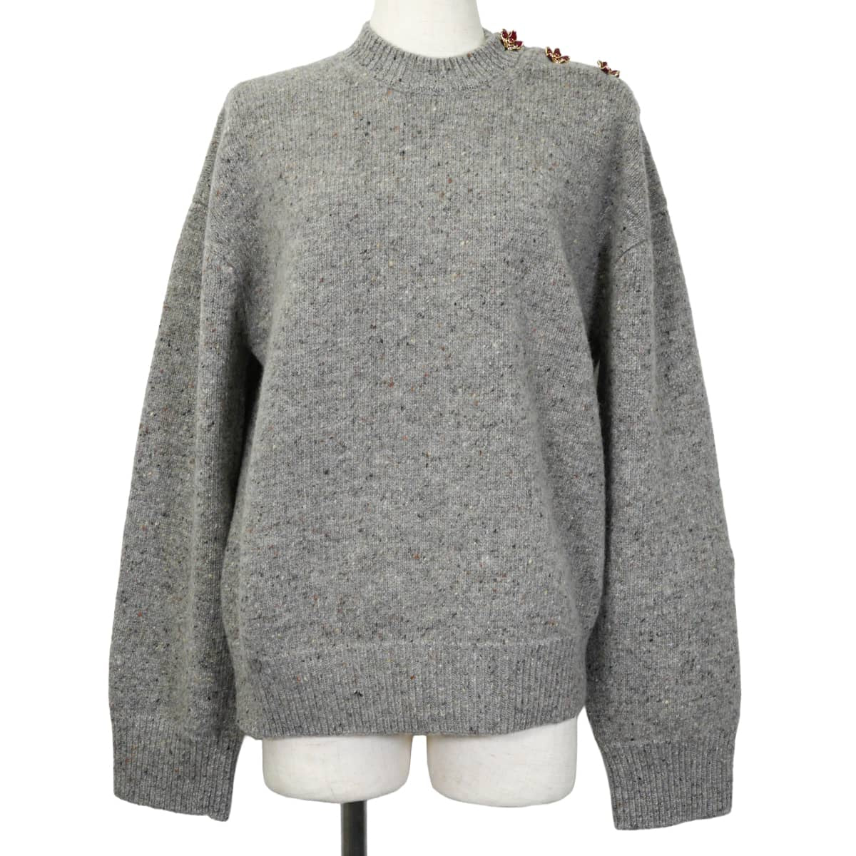 2026SS Mediatore CHANEL Tops Knit pullover shoulder bag with camellia buttons Grey Wool/Cashmere #36 P82498[BRAND NEW][Authentic]